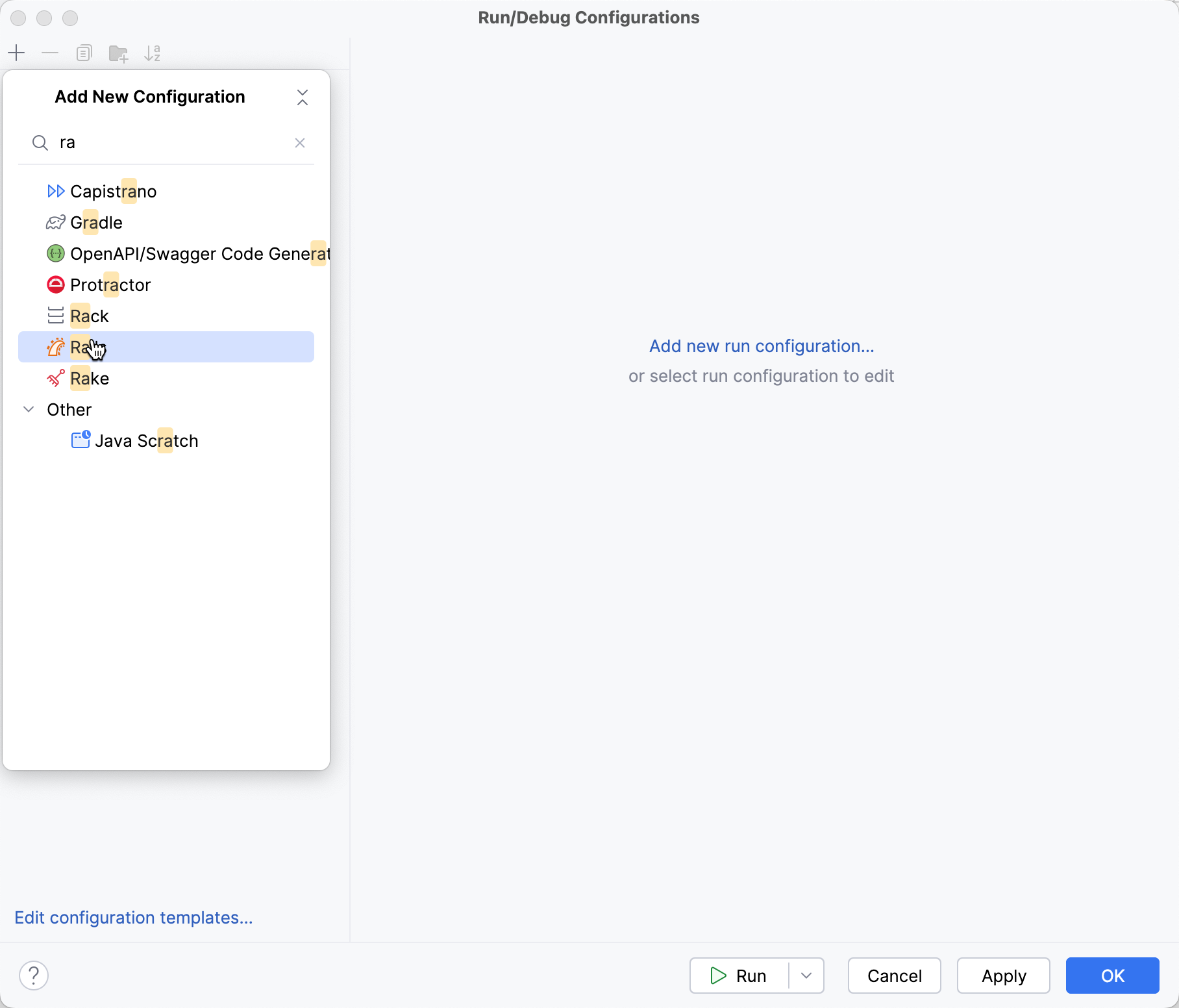 Run/Debug Configurations dialog Run/Debug Configurations dialog