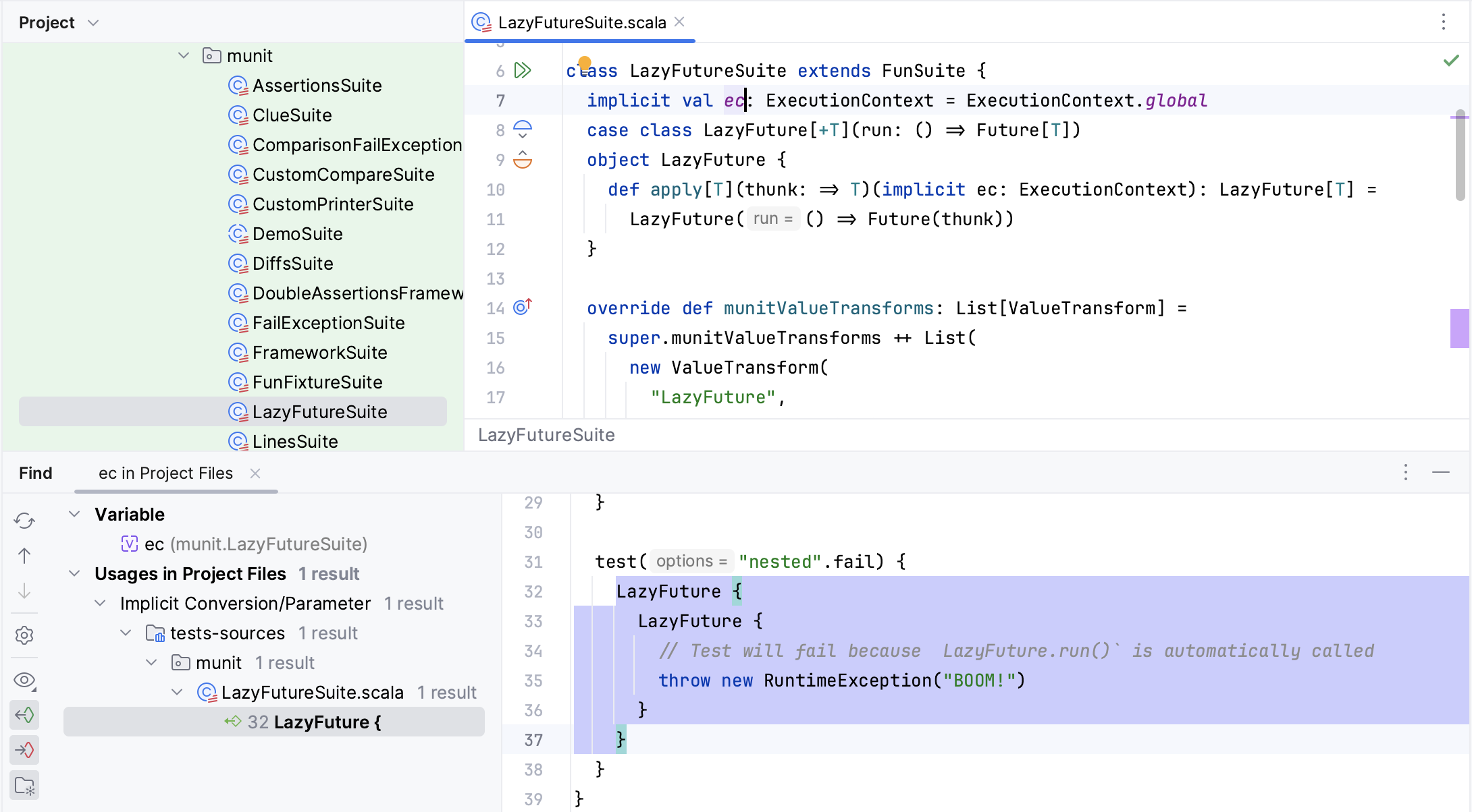 Find usages for implicits Find usages for implicits