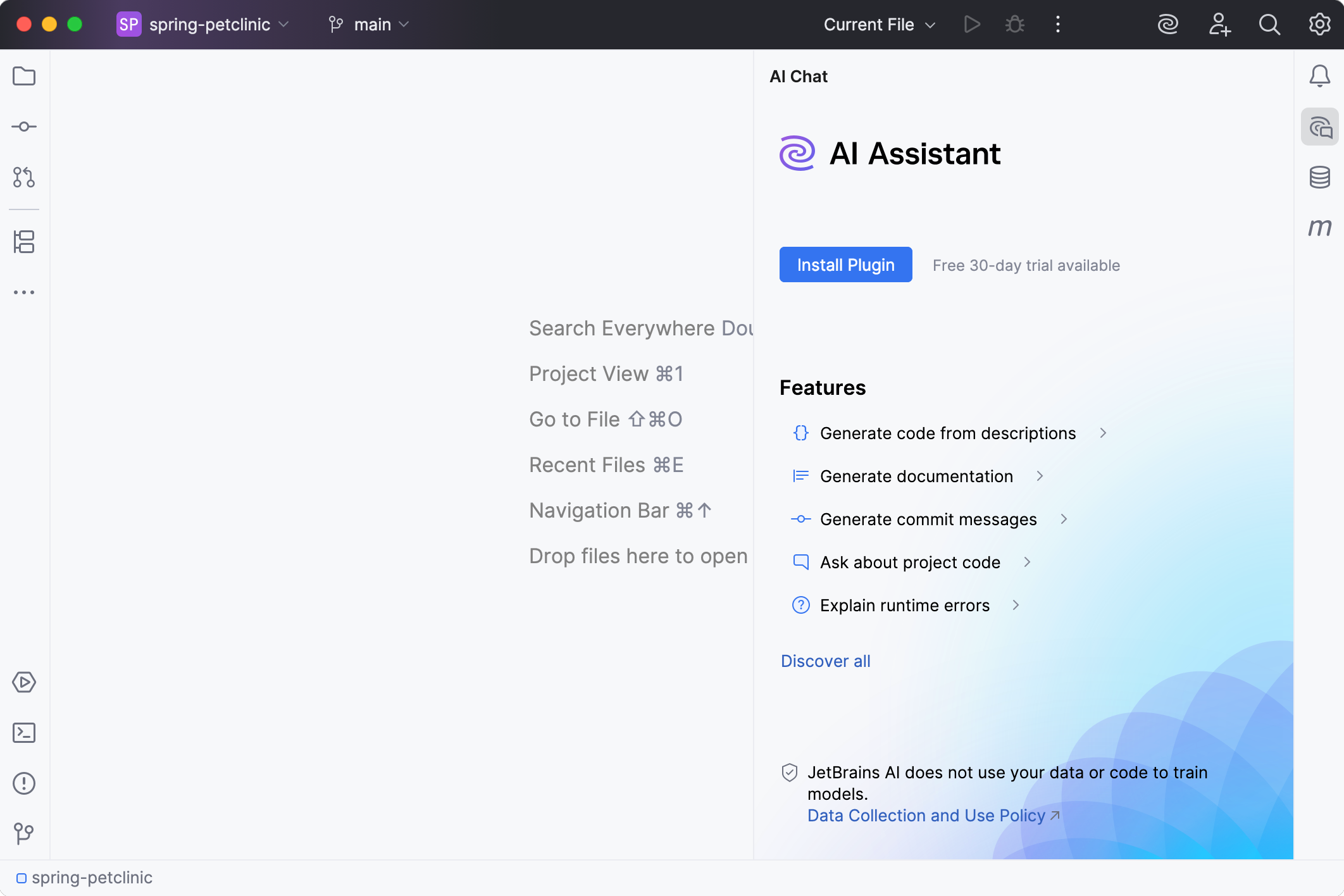 AI Assistant installation tool window
