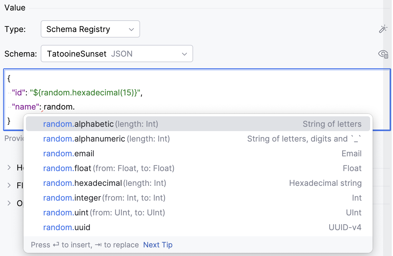Kafka random keyword