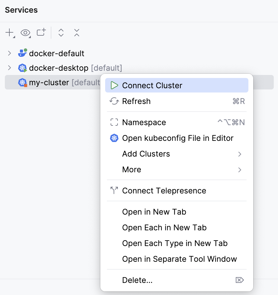 Connect cluster Connect cluster
