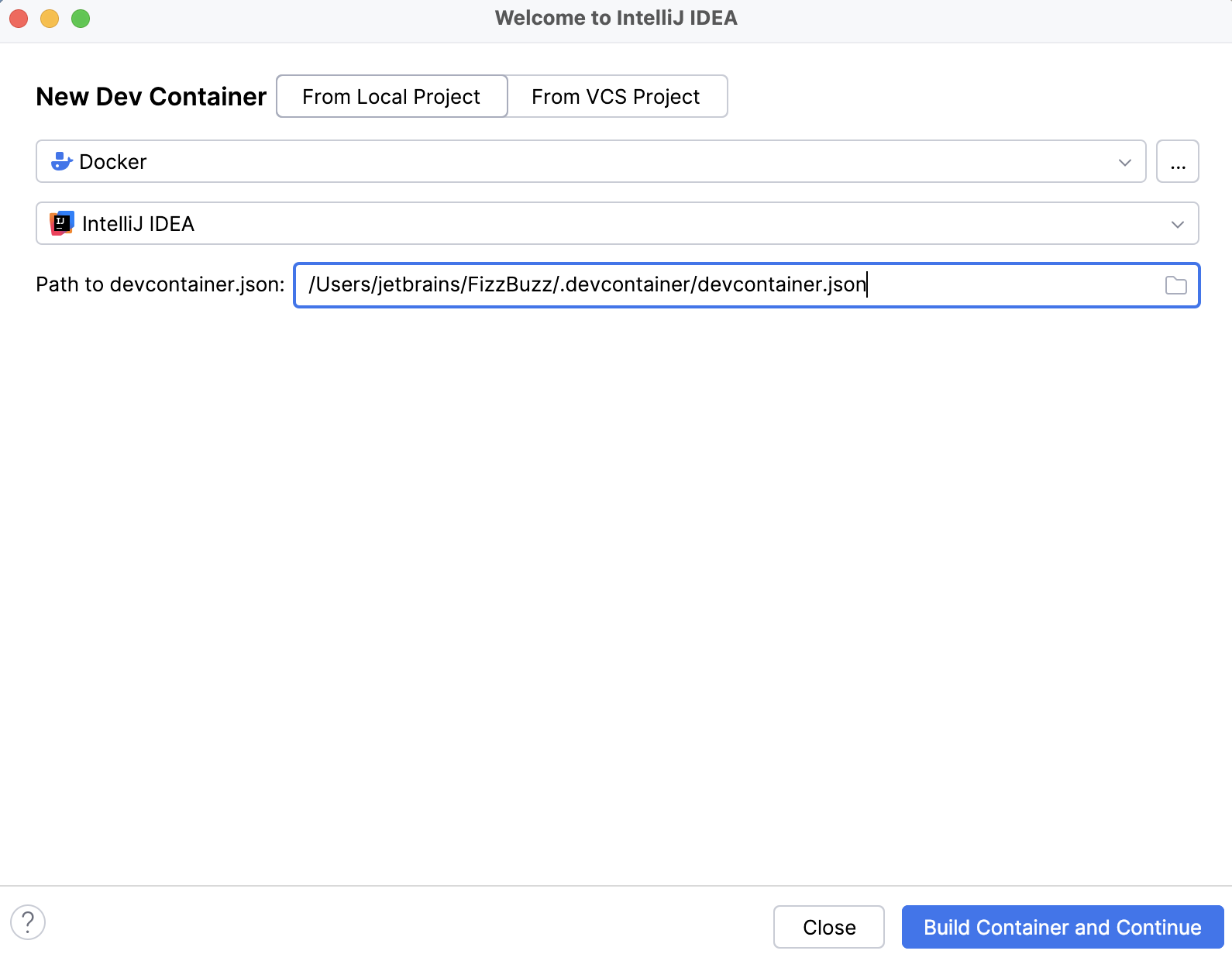 Local project Dev Container Local project Dev Container