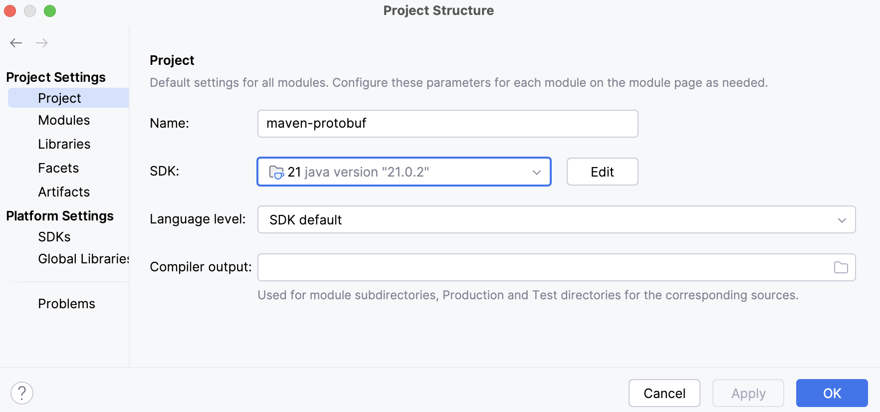 Project Structure dialog / Project page Project Structure dialog / Project page