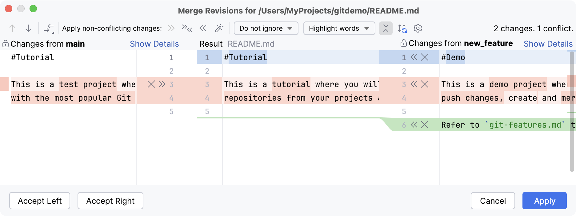 Resolve conflict Resolve conflict