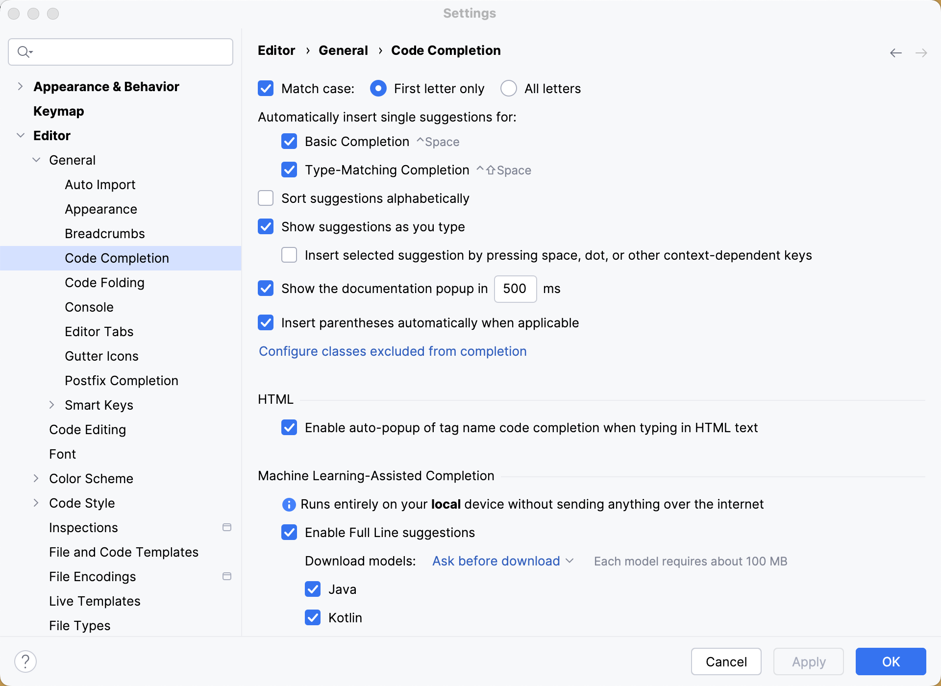Code completion Code completion