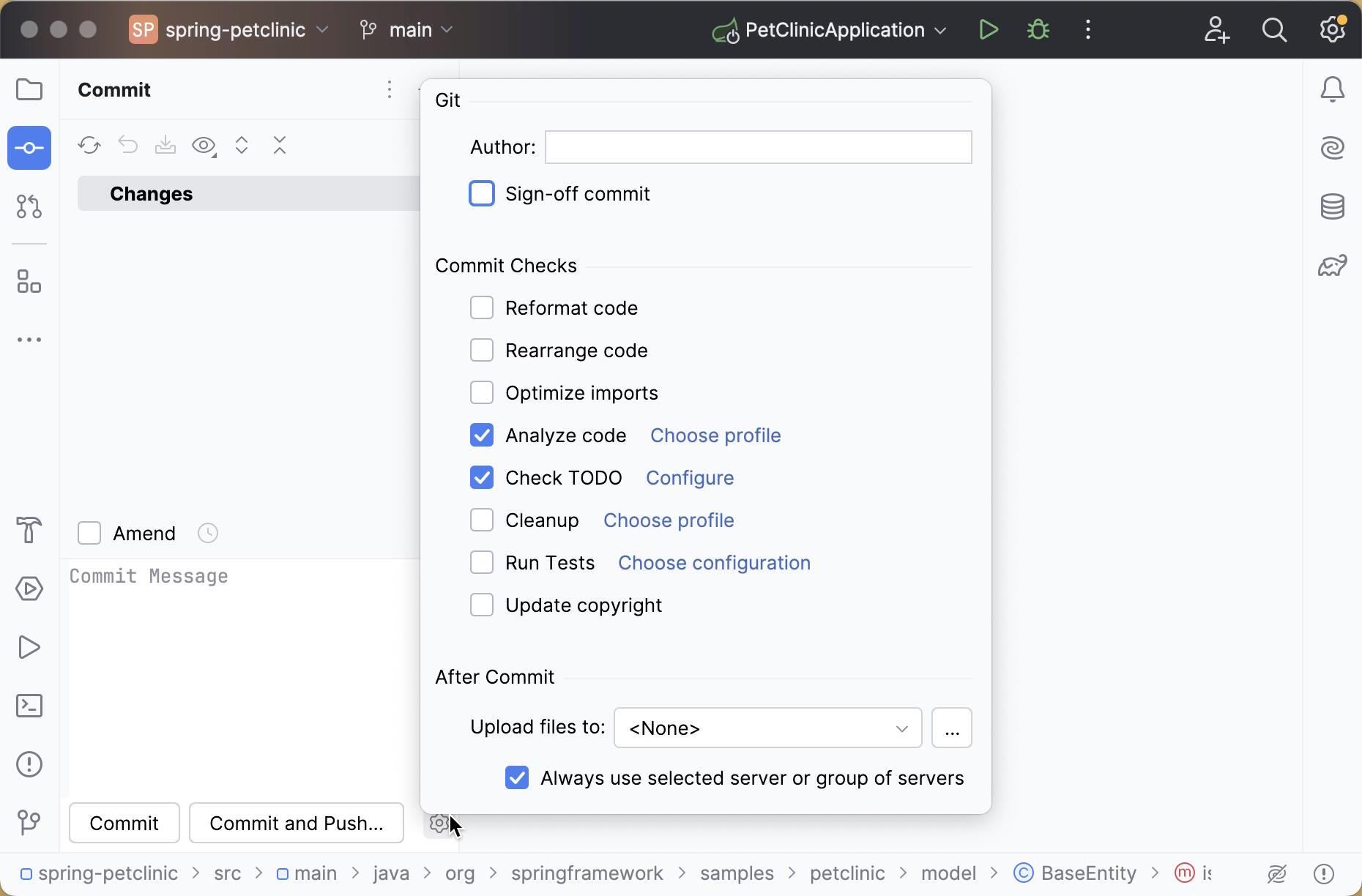 Committing changes to VCS Committing changes to VCS