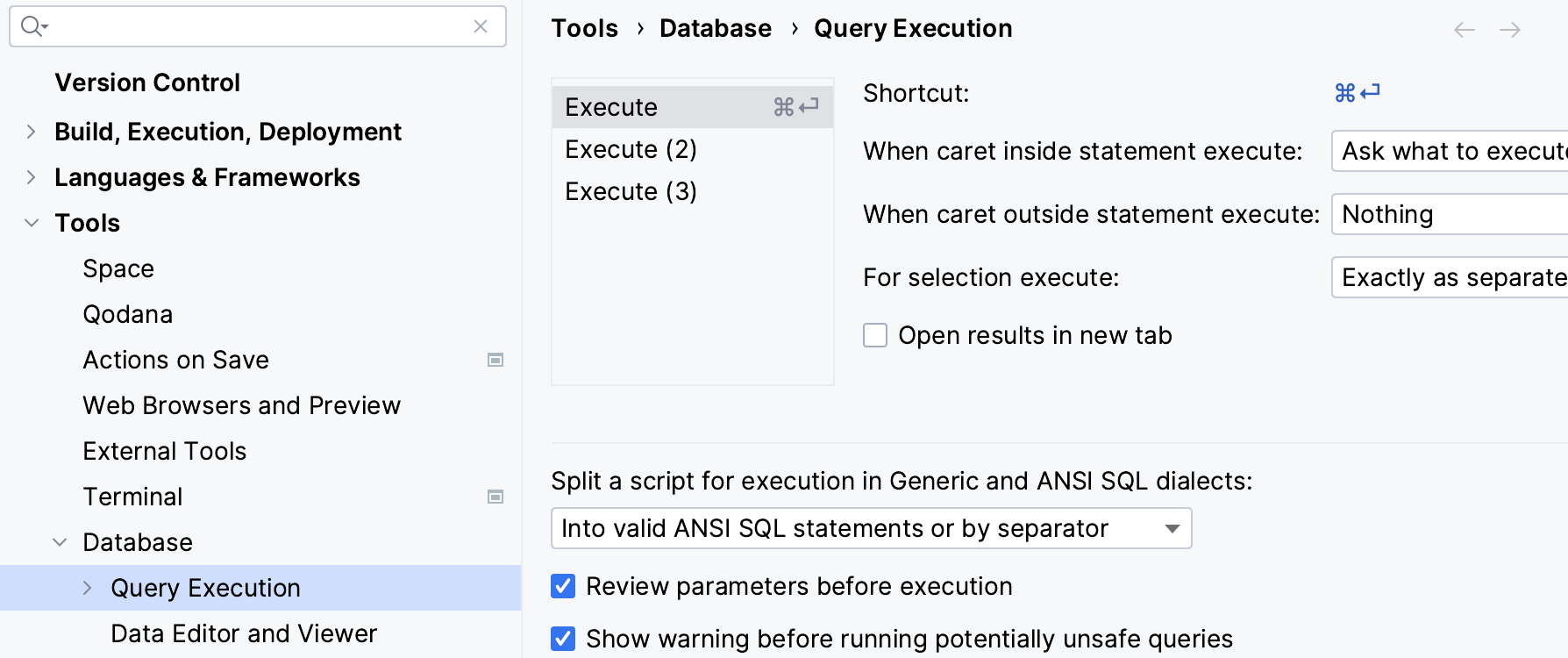Modify query file settings Modify query file settings