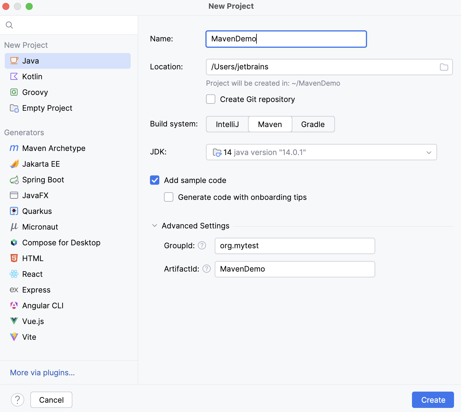 New project Maven New project Maven