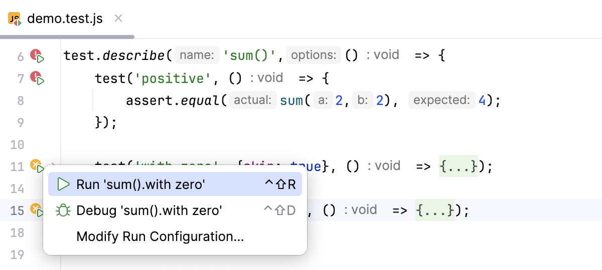 从侧边栏重新运行单个测试 从侧边栏重新运行单个测试