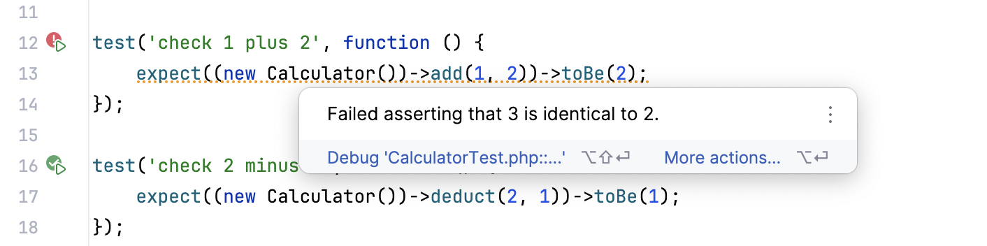 Highlighting of failed Pest tests Highlighting of failed Pest tests