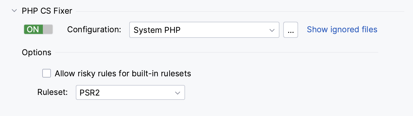 PHP CS Fixer settings PHP CS Fixer settings