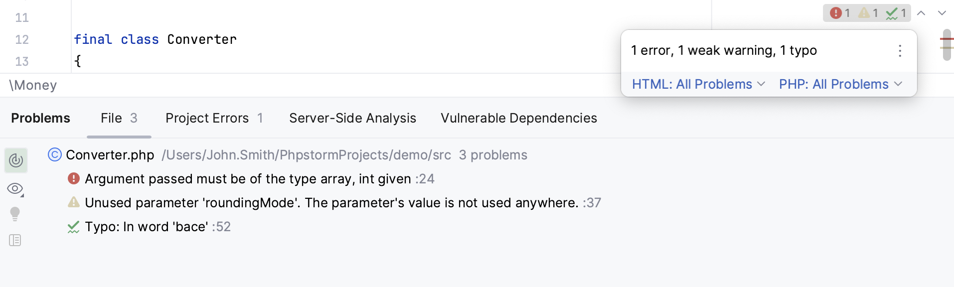 View insceptions in the editor View insceptions in the editor