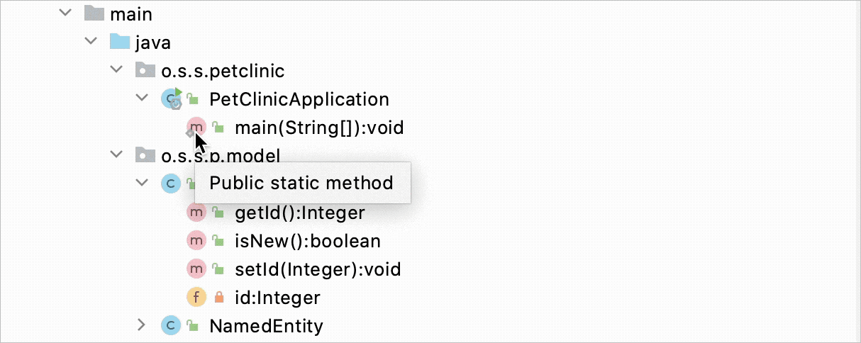 项目工具窗口中的提示
