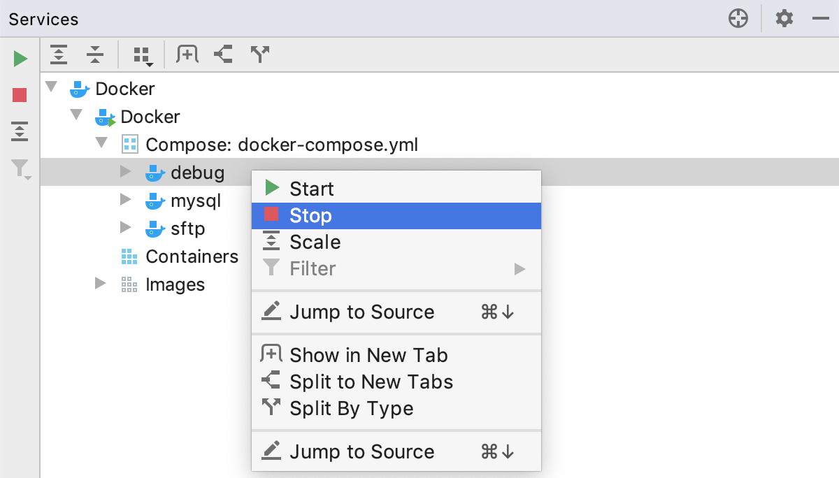 The Stop context menu item The Stop context menu item