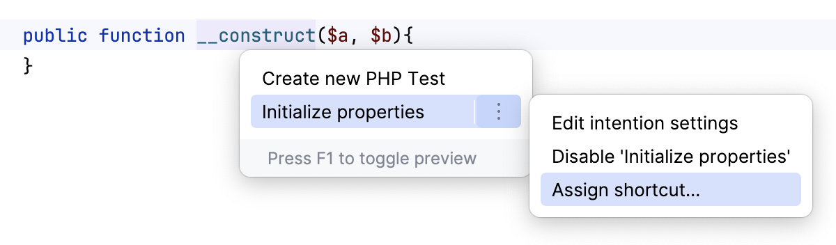 Assigning keyboard shortcut to intention action Assigning keyboard shortcut to intention action
