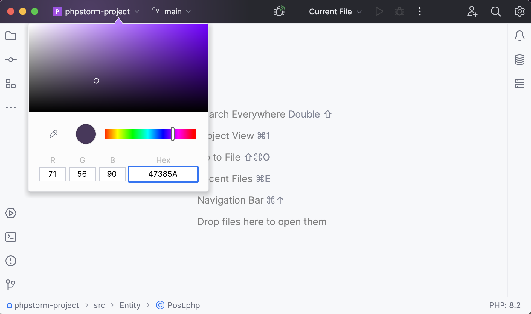Configuring the main toolbar color Configuring the main toolbar color
