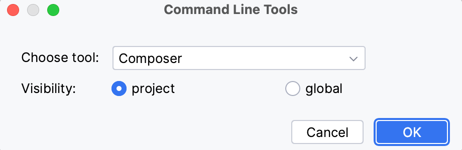 the Command Line Tools dialog the Command Line Tools dialog