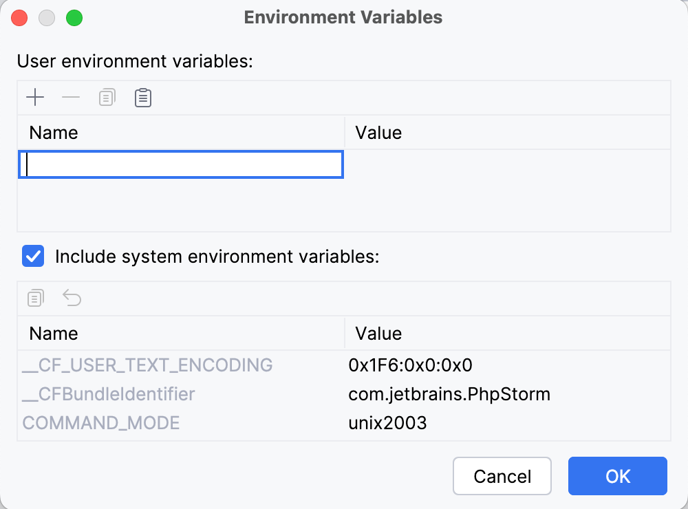 Adding environment variables Adding environment variables