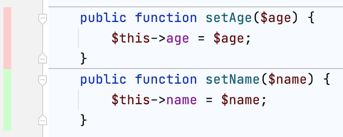 Coverage indicators in the editor Coverage indicators in the editor