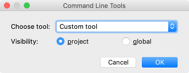 the Command Line Tools dialog the Command Line Tools dialog