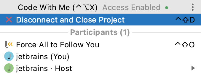 Disconnect and close project Disconnect and close project