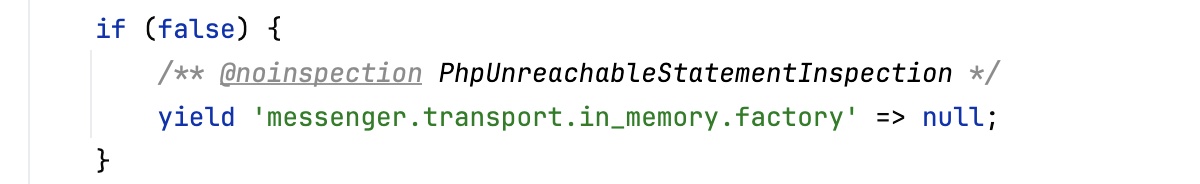The -- noinspection annotation before a statement The -- noinspection annotation before a statement