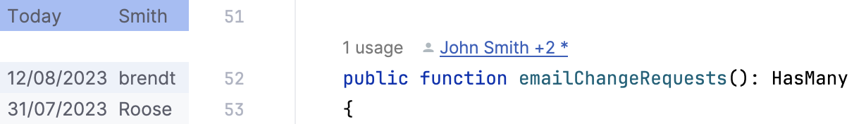 Inlay hints, code vision: code author Inlay hints, code vision: code author