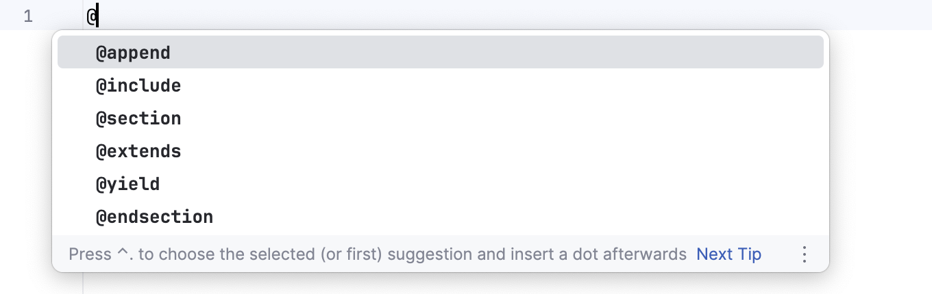 Laravel Blade directive completion Laravel Blade directive completion