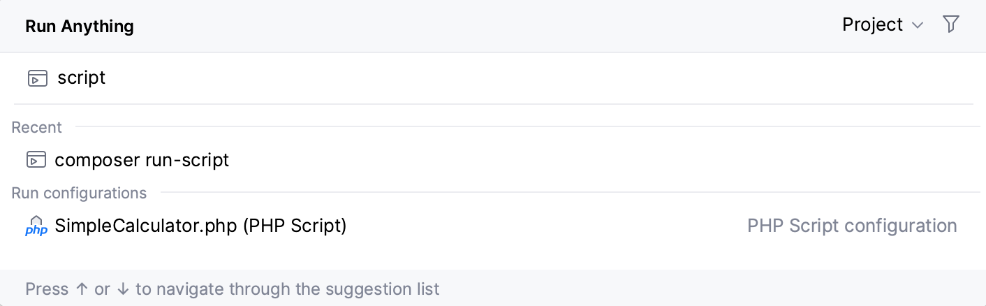 The Run Anything popup The Run Anything popup