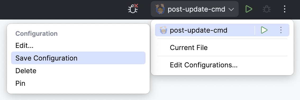 Save a temporary run configuration Save a temporary run configuration