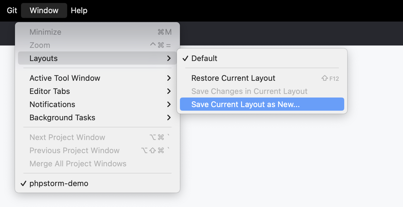 Default layout is selected under Layouts Default layout is selected under Layouts