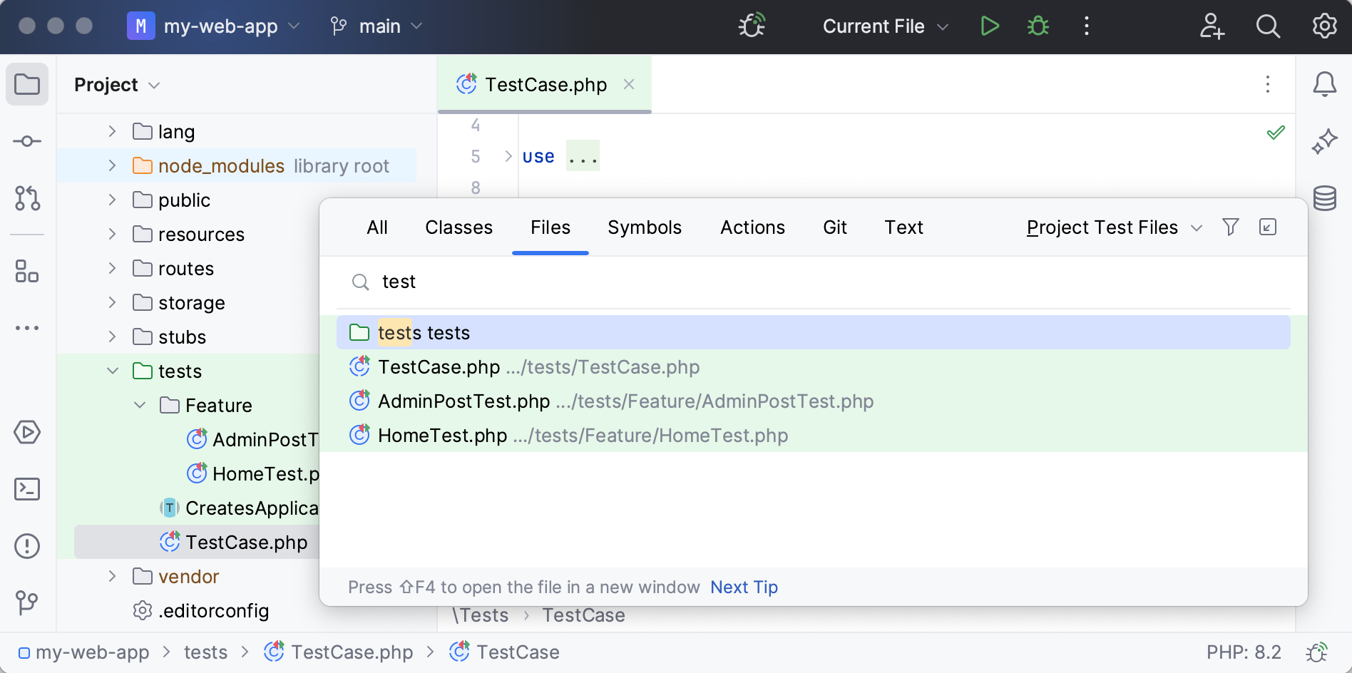 Scope highlighting in the editor tabs and search results Scope highlighting in the editor tabs and search results