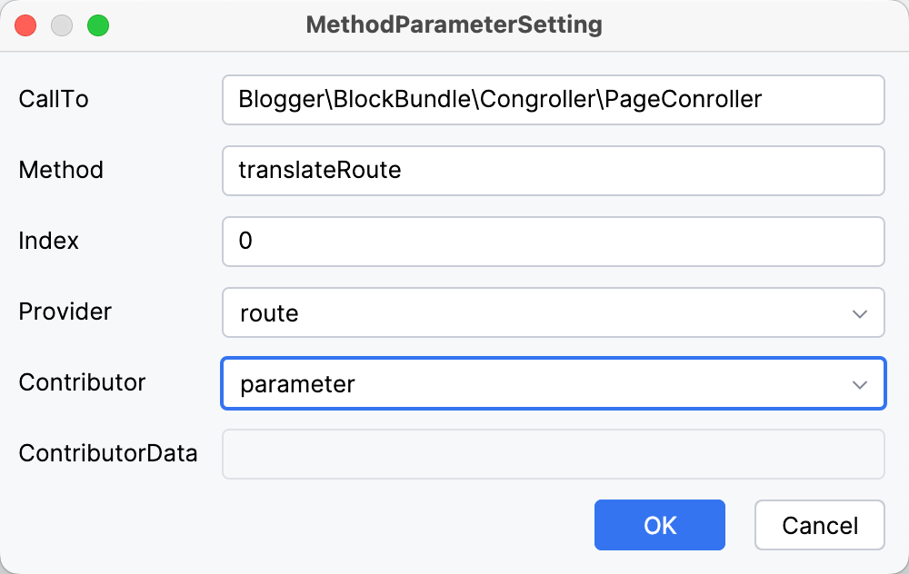 Symfony MethodParameterSetting 对话框 Symfony MethodParameterSetting 对话框