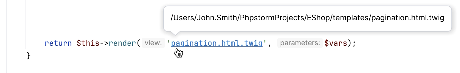 Navigating to Symfony template declaration Navigating to Symfony template declaration