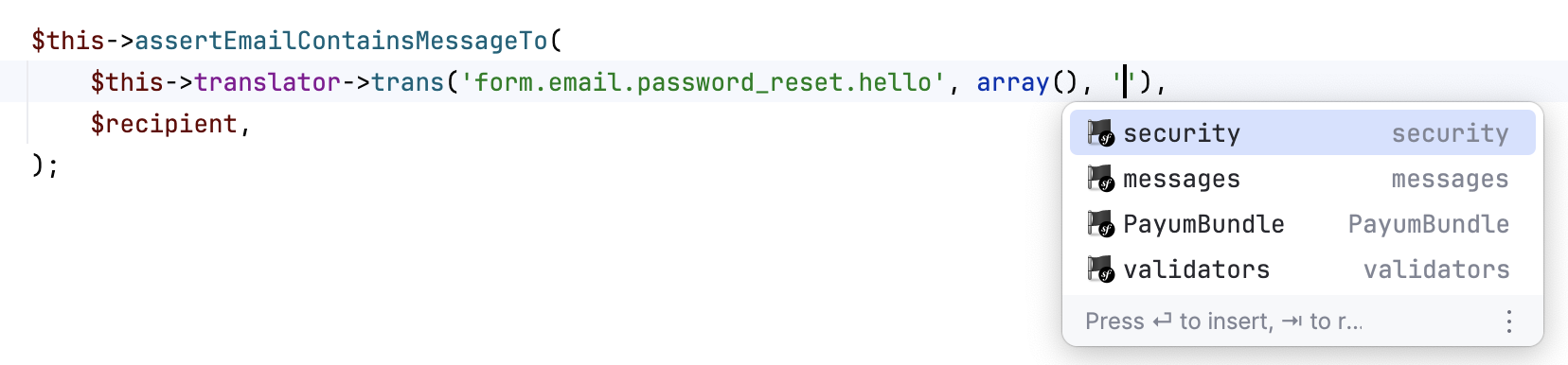 Symfony translation domain completion Symfony translation domain completion