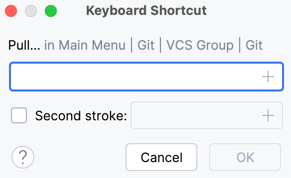 the Keyboard shortcut dialog the Keyboard shortcut dialog