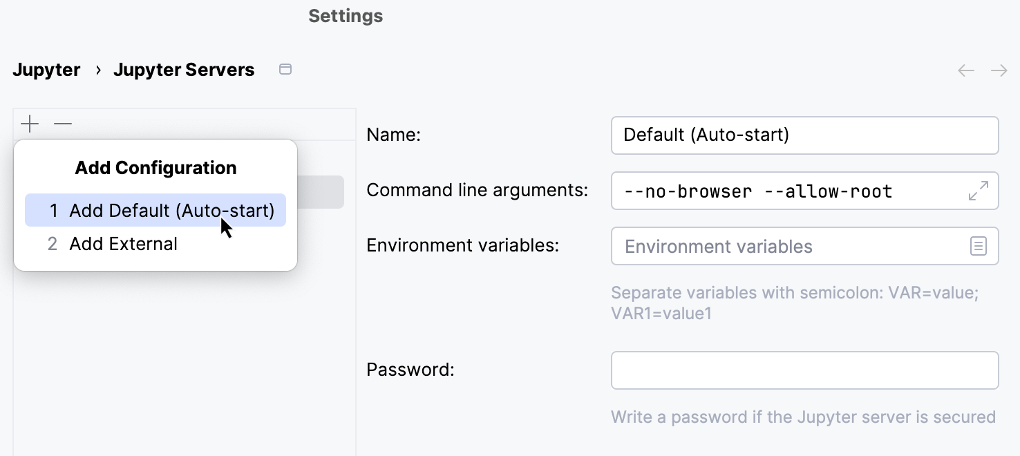 添加默认 Jupyter 服务器 添加默认 Jupyter 服务器