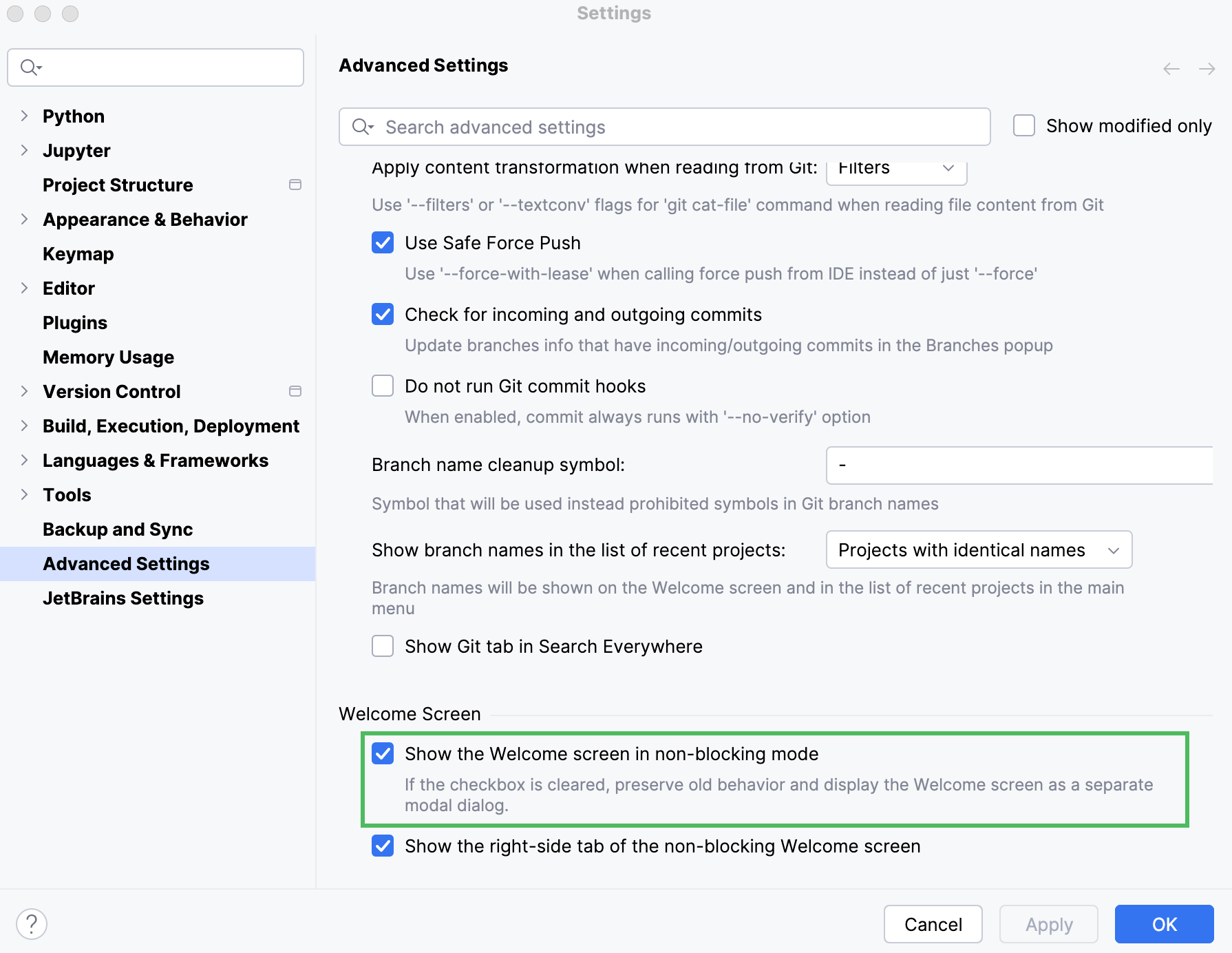禁用非模态欢迎屏幕 禁用非模态欢迎屏幕