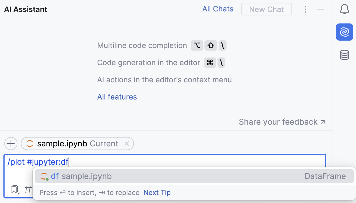 Ask AI&nbsp;Assistant to generate visualizations in chat