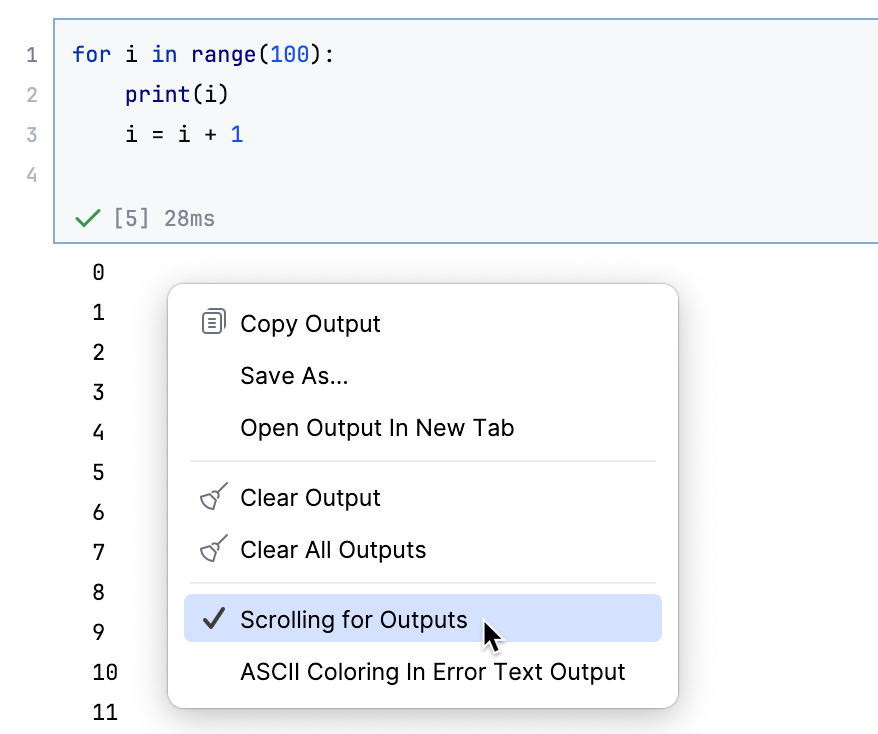 单元格输出滚动已启用 单元格输出滚动已启用