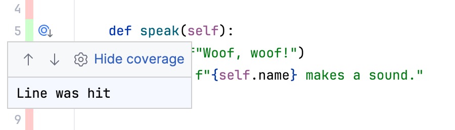 Coverage indicators in the editor