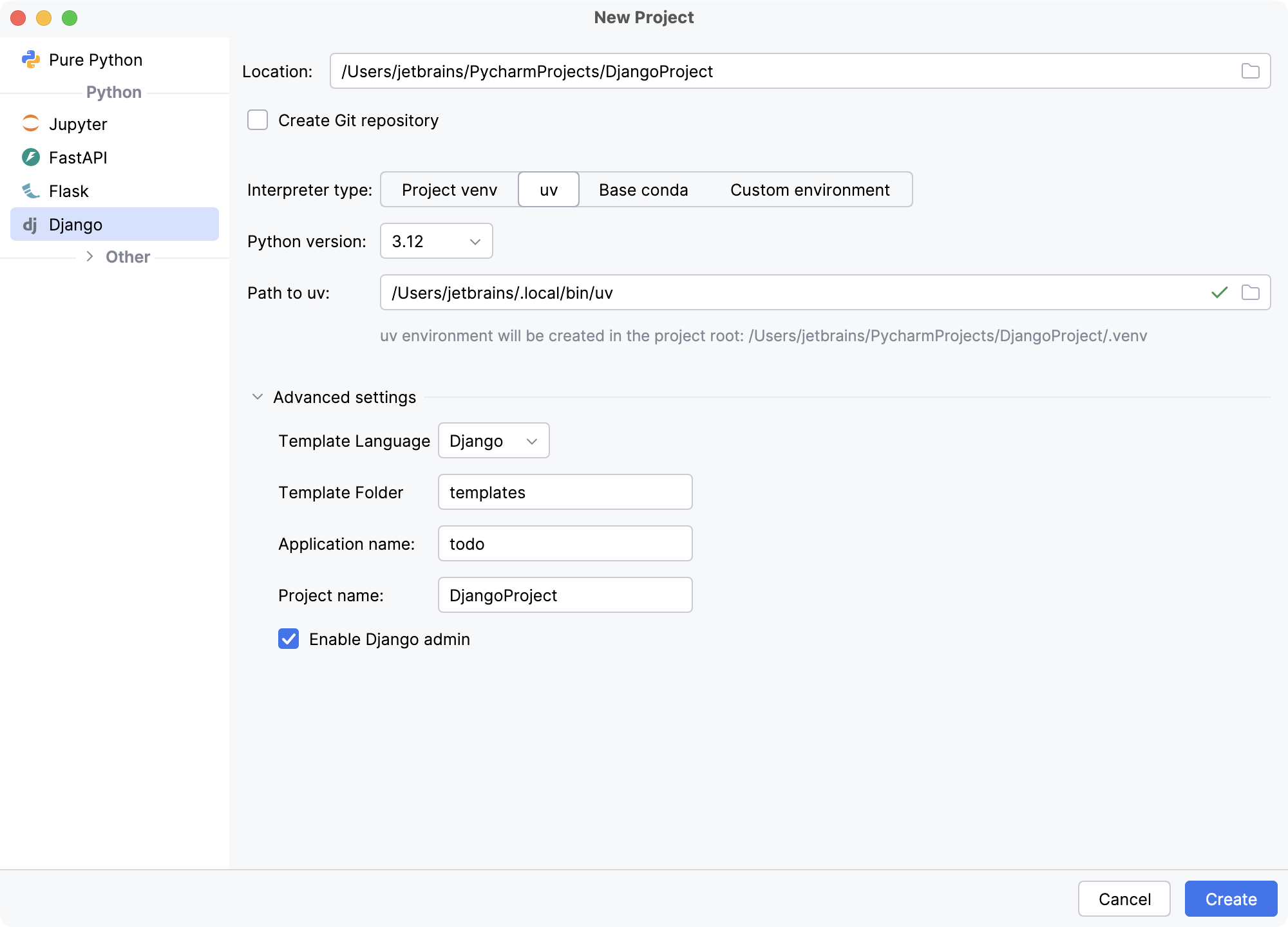 创建 Django 项目