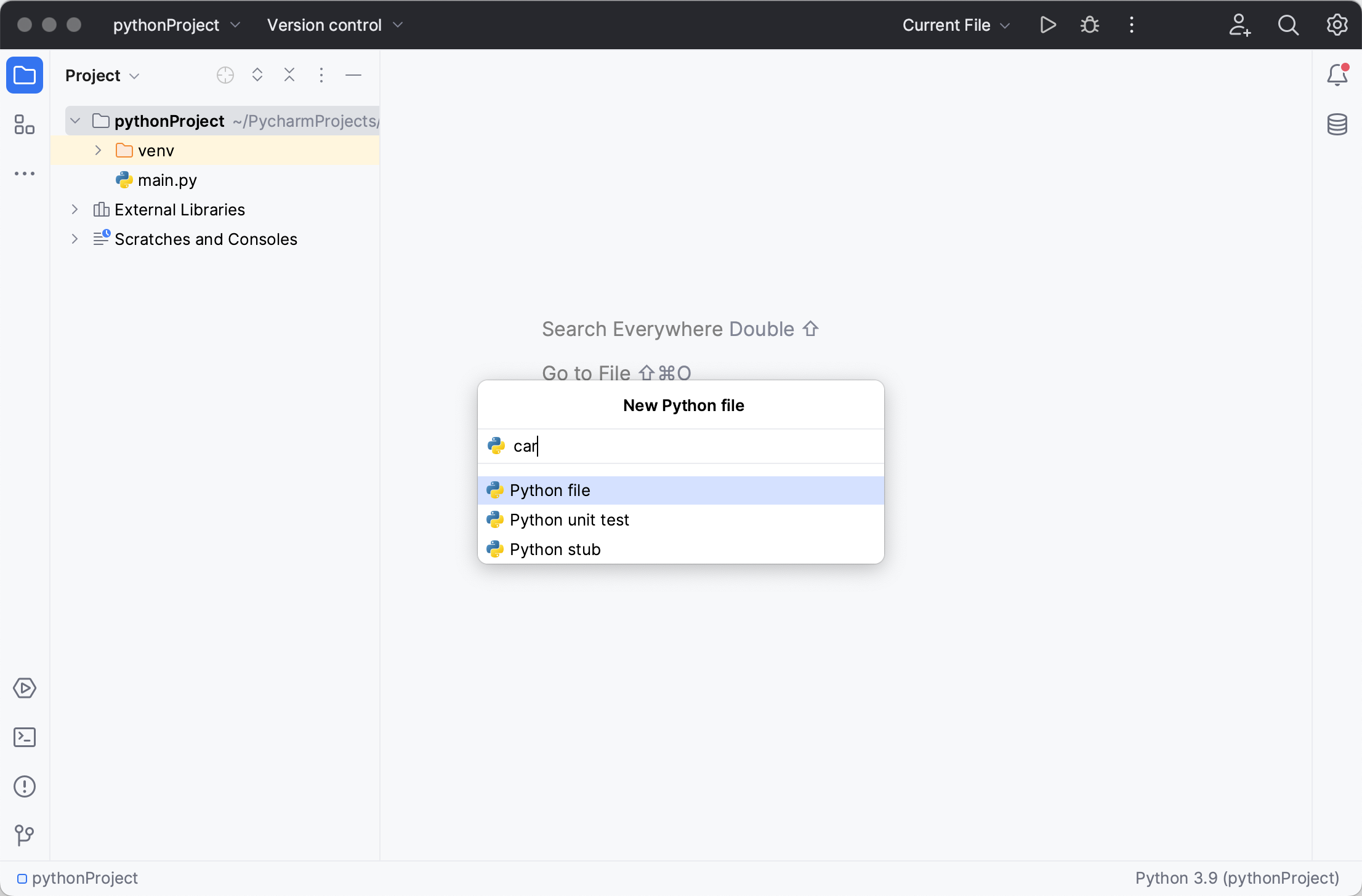 Creating a new Python file Creating a new Python file