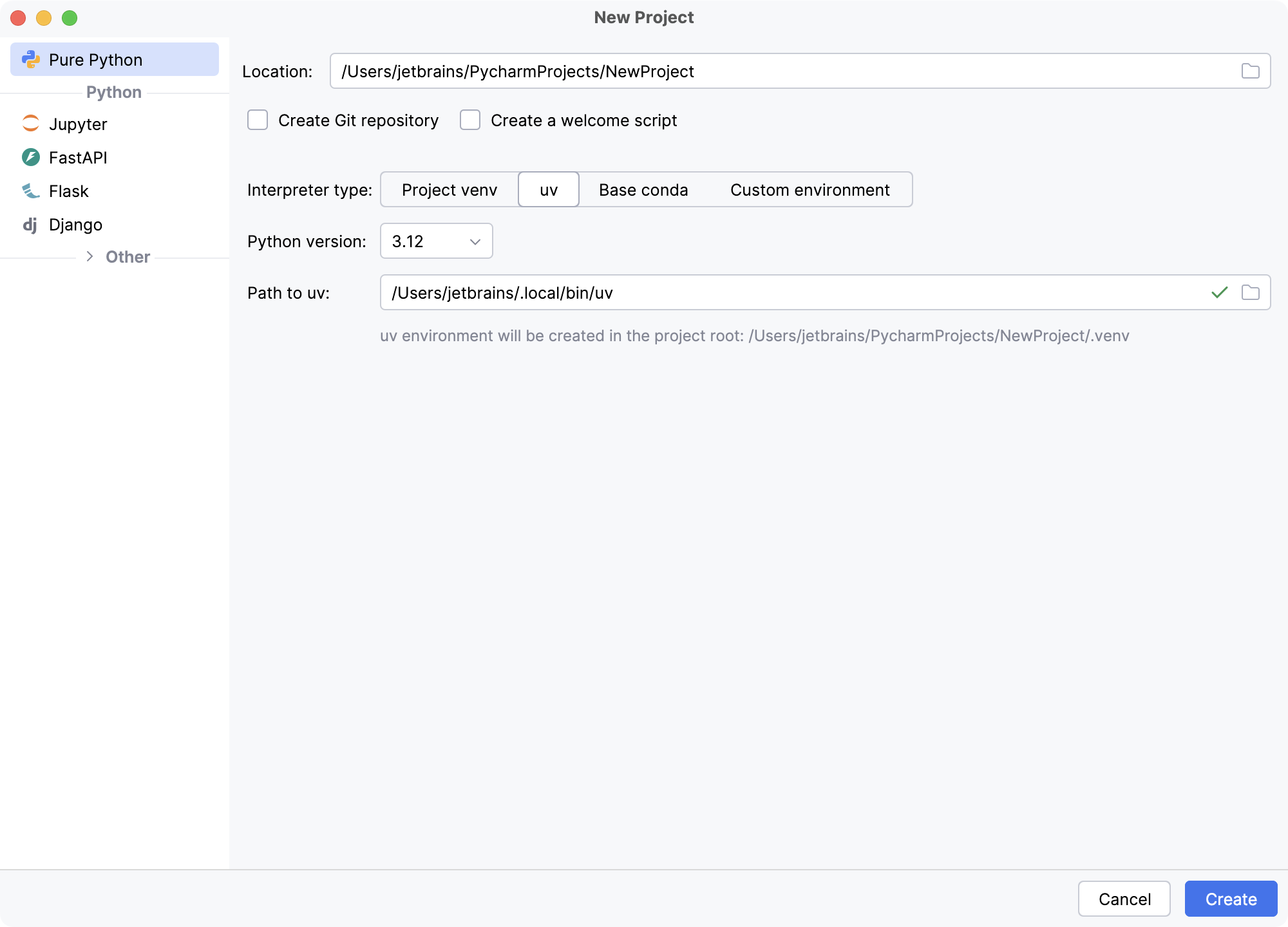 创建 Python 项目 创建 Python 项目