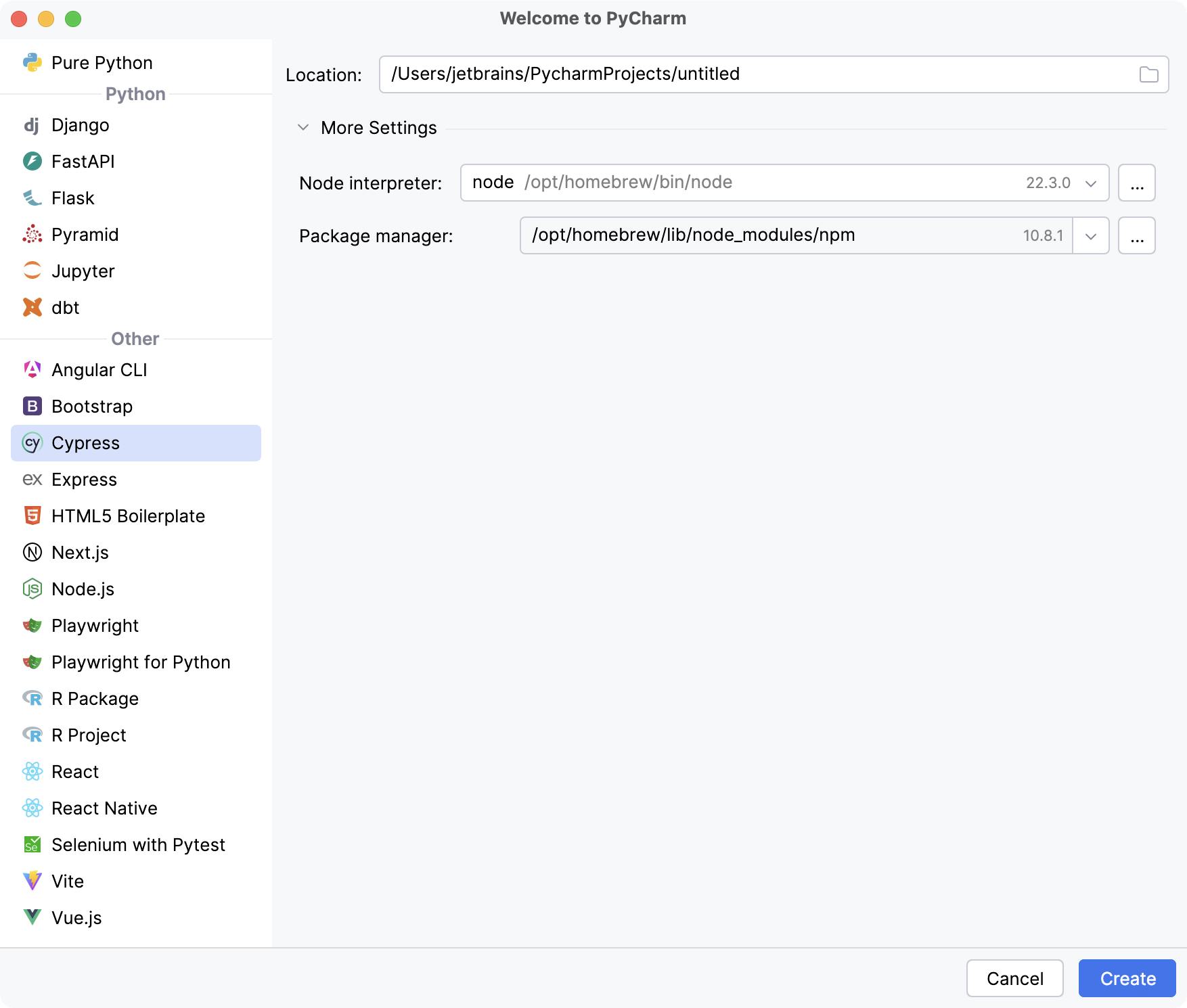 创建新的 Cypress 项目 创建新的 Cypress 项目