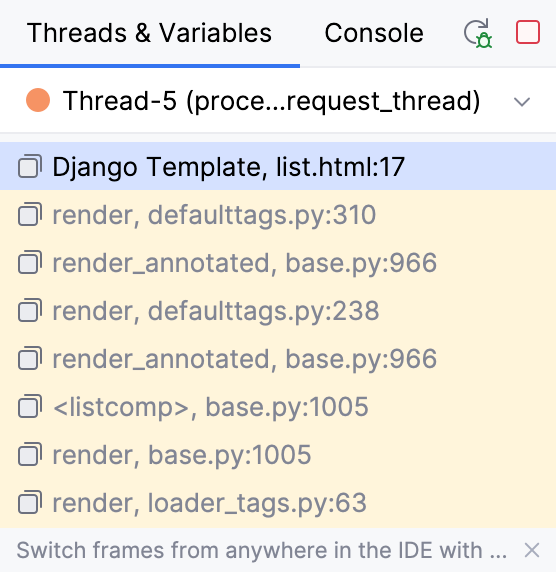 Frames pane Frames pane