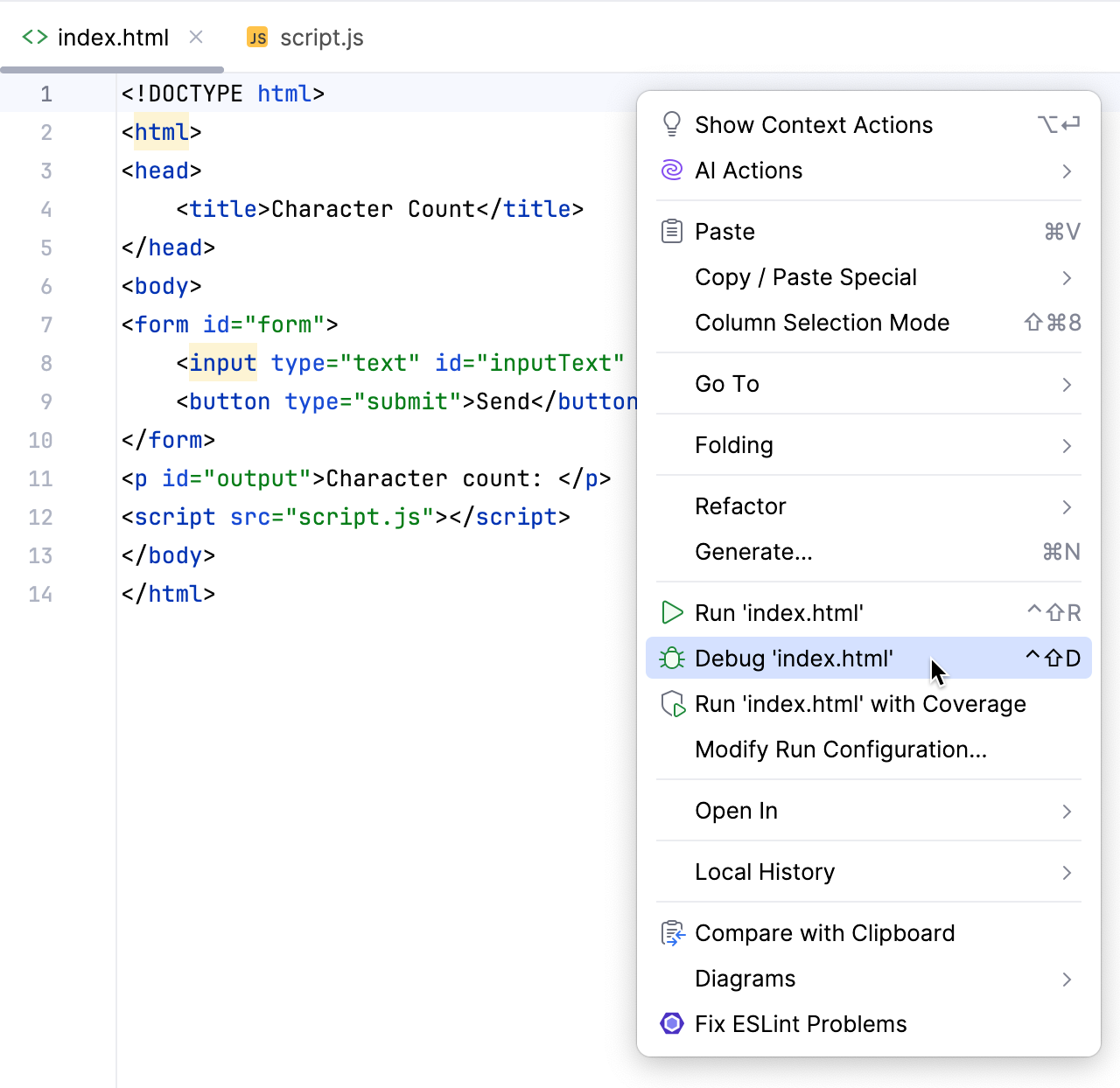 Starting the debugging session Starting the debugging session