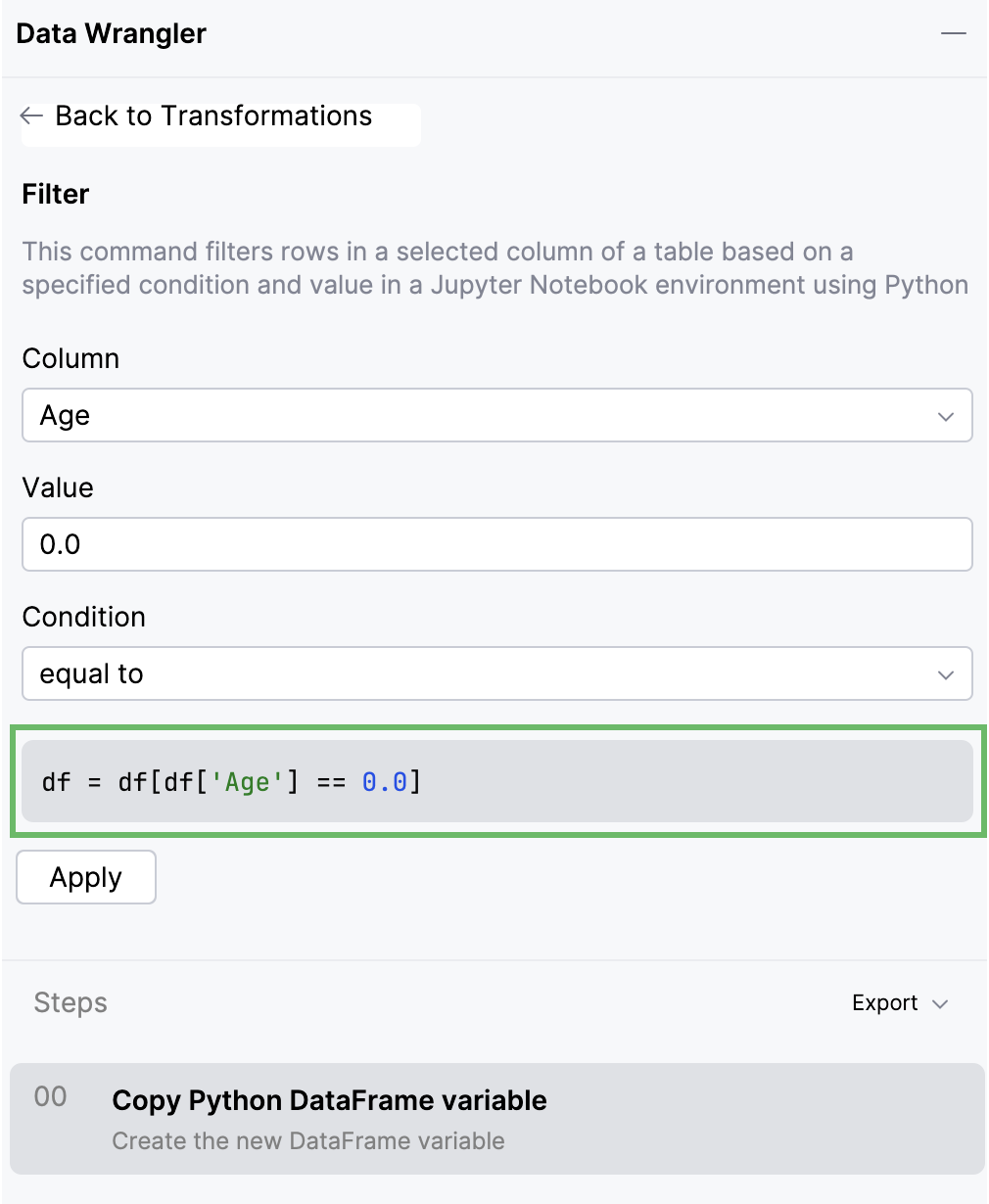 Check code generated by Data Wrangler Check code generated by Data Wrangler