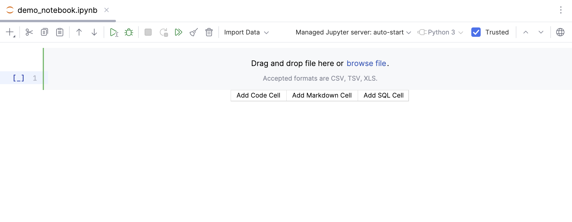 Add file to the Import Data cell Add file to the Import Data cell