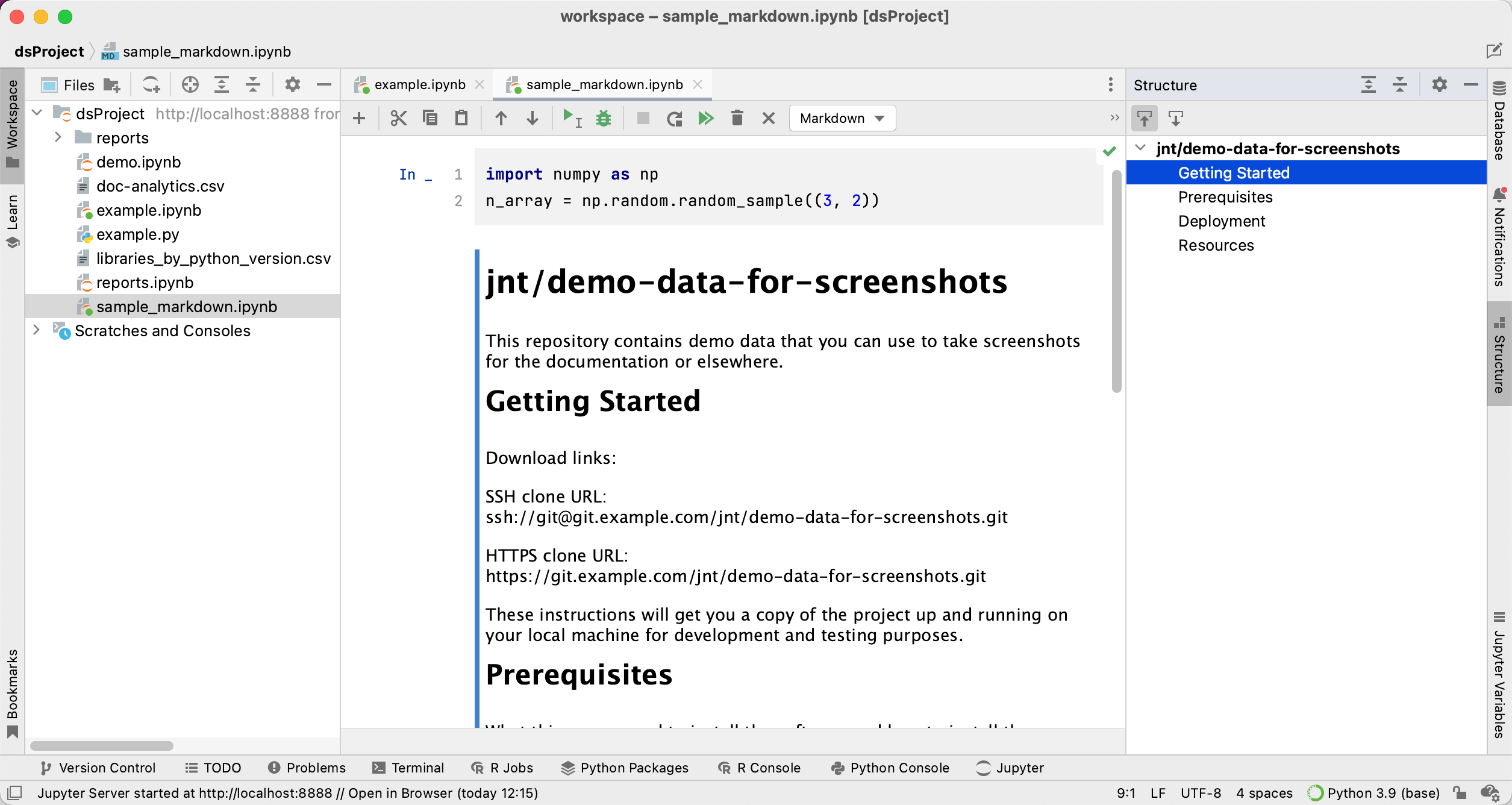 Notebook structure Notebook structure